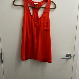 Red Sleeveless Button-Up Top